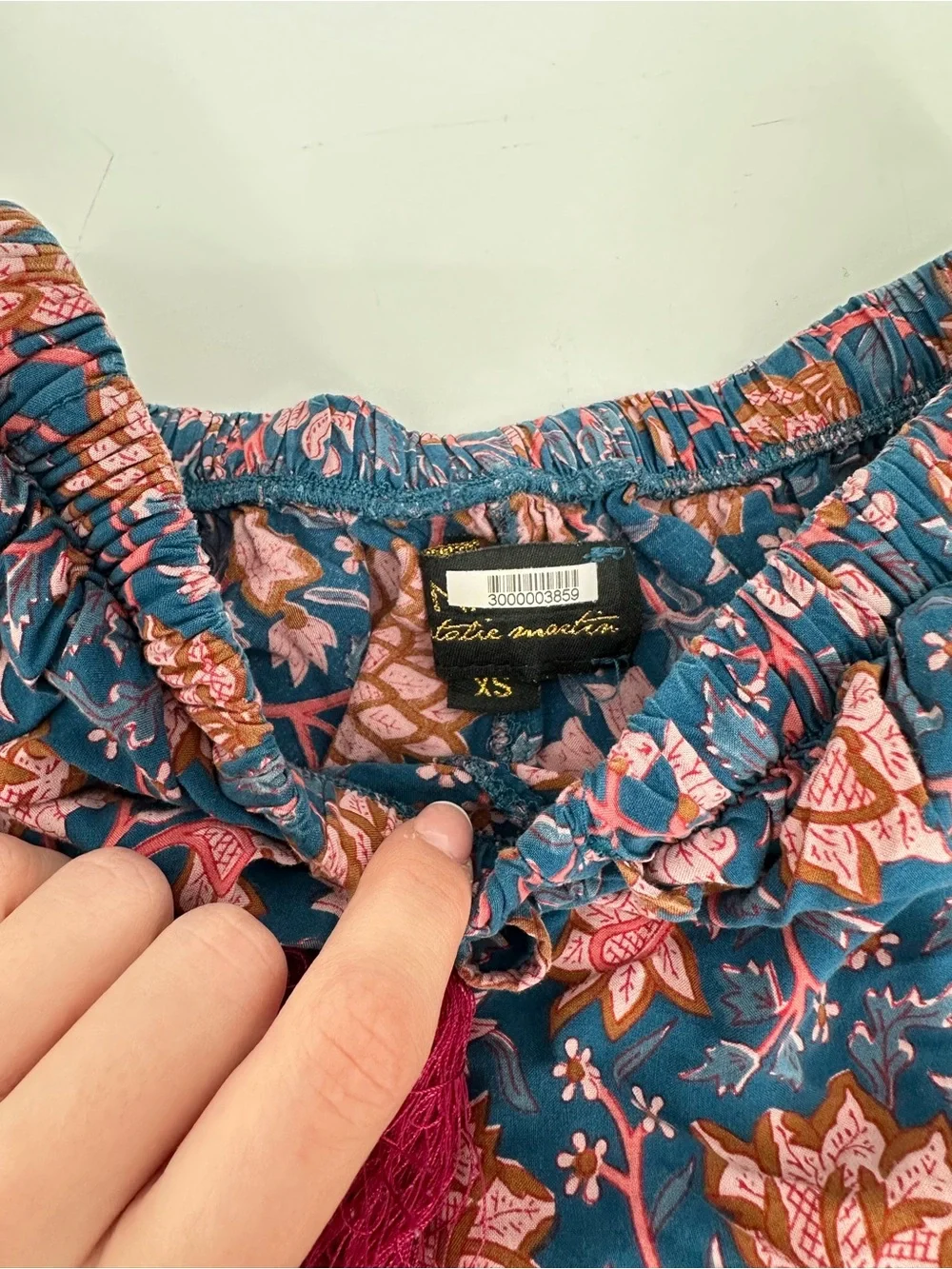 Natalie Martin Tash Shorts Womens XS Blue Pink Floral Print Rayon Pockets